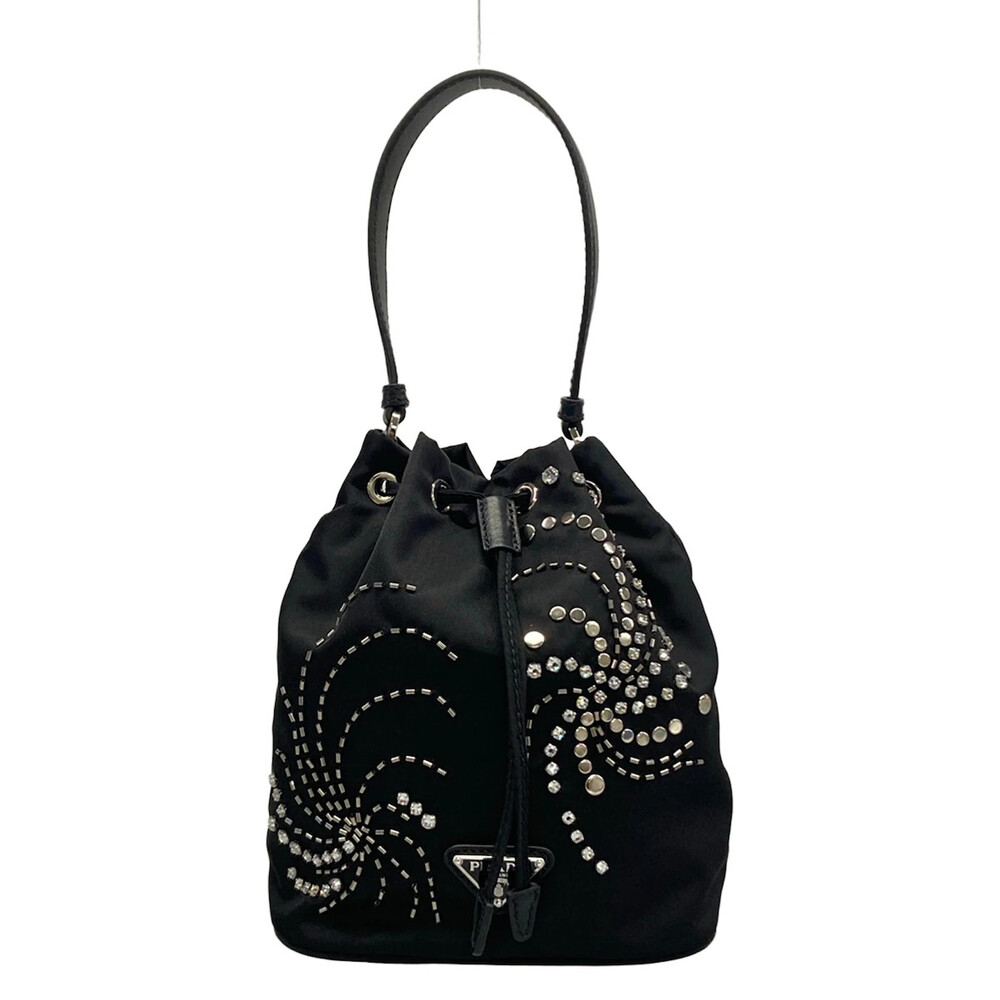 Prada Black Nylon Leather Handbag #305662P13B